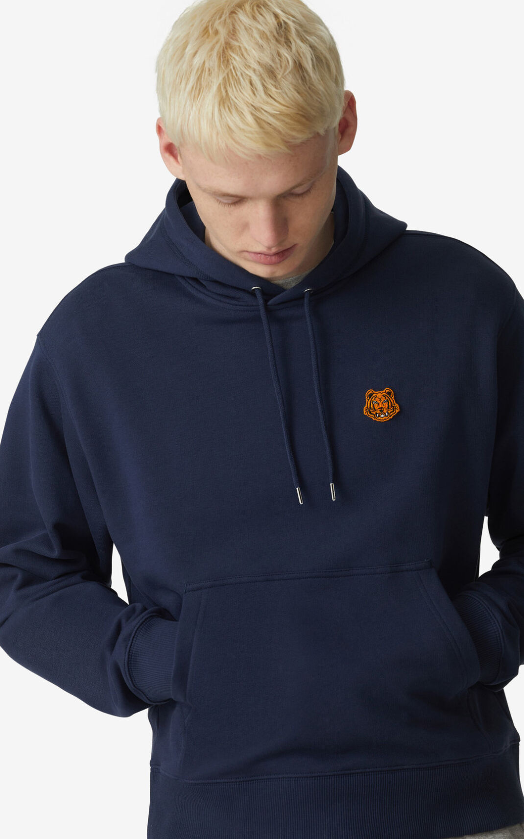 Sweat A Capuche Kenzo Tiger Crest Homme Bleu Marine Bleu | RJIG-41079